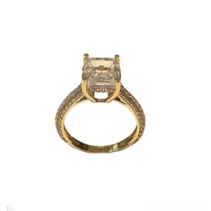 RADION CUT STONE RING 14KT YELLOW GOLD