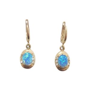 YELLOW GOLD 14K EARRINGS - OPAL STONES