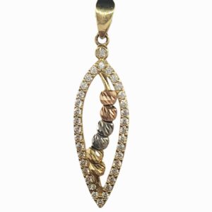 YELLOW GOLD PENDANT - THREE COLOR LEAVE