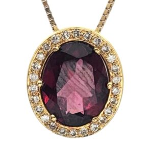 DIAMOND PENDANT - WITH A GRANAT STONE