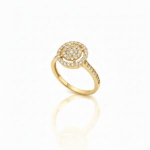 DIAMOND RING -diamond cluster ring, a double halo