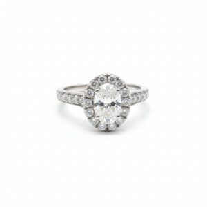 DIAMOND RING - Oval Single Halo Diamond Engagement Ring