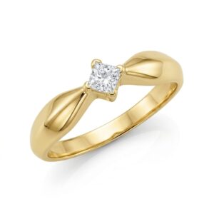 14K Gold Solitaire Ring with 0.12ct Natural F/VS Diamond