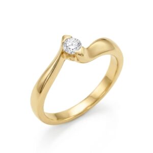 18K Gold Solitaire Ring with 0.15ct Natural G/SI Diamond