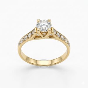14K Gold Engagement Ring with 0.55ct Natural G/SI Diamond & 0.30ct F/VS Side Diamonds