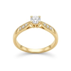 14K Gold Diamond Ring with 0.25ct G/SI Center Stone & 0.10ct F/VS Accent Diamonds
