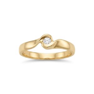 14K Gold Wave‑Set Diamond Ring – 0.10ct Natural