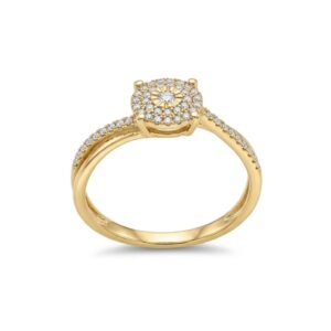 14K Gold Diamond Halo Ring with 53 Natural Diamonds (0.35ct G SI)
