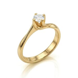 14K Gold Classic Solitaire Ring with 0.35ct Natural Diamond (F VS1)