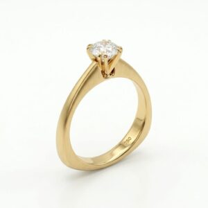 18K Gold Classic Solitaire Ring with 0.50ct Natural Diamond (G SI)