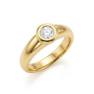18K Gold Bezel‑Set Solitaire Ring with 0.40ct Natural Diamond (F VS)