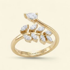 “Elysia Pear & Marquise Diamond Leaf Ring”