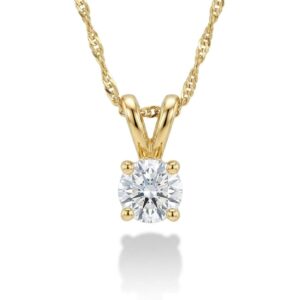 14K Gold Solitaire Diamond Pendant – 0.25ct F/VS