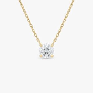 14K Gold Solitaire Diamond Pendant – 0.30ct E‑F/VVS