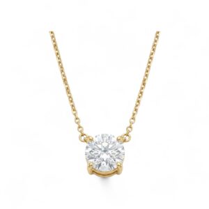 14K Gold Double‑Diamond Solitaire Pendant – 1.009ct E‑F/VVS1
