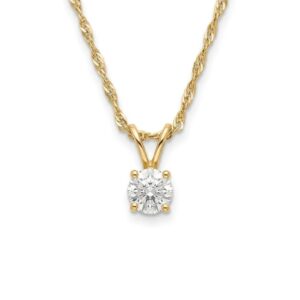 14K Gold Solitaire Diamond Pendant – 0.25ct F/VS