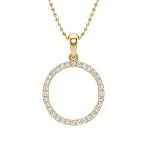 14K Gold Diamond Circle Pendant – 0.35ct Halo Design