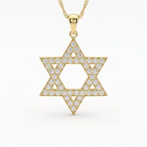 14K Gold Star of David Pendant with 1.00ct Diamonds