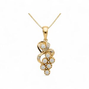 14K Gold Floral Cluster Pendant with 0.80ct Diamonds