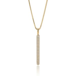 14K Gold Bar Pendant – 39 Natural Diamonds, 0.40ct G VS