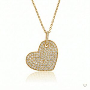 18K Gold Heart Pendant – 151 Diamonds, 2.20ct E‑F VS