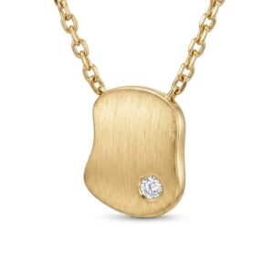 18K Gold Organic‑Shape Pendant with Natural Diamond
