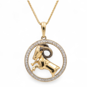 14K Gold Horse Pendant with 0.40ct Diamond Halo