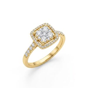 14K Gold Diamond Square‑Cluster Ring (0.53ct G/VS)