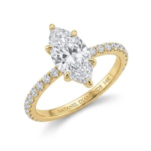 14K Gold Marquise‑Cut Diamond Ring with Side Diamonds (2.46ct Total – E/WS & F/VVS1)