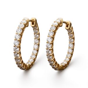 Серьги‑кольца из золота 14K с 40 бриллиантами (2.50ct F)