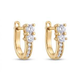 Серьги‑кольца из золота 14K с 12 бриллиантами (0.70ct G/VS)