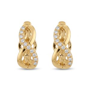 עגילי אינפיניטי זהב 14K משובצים 20 יהלומים (0.20ct F/VS)