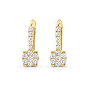 Золотые серьги 14K с бриллиантовым кластером (0.47ct)
