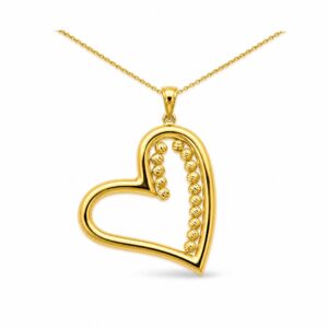 14K Gold Open Heart Pendant – Classic Smooth Design