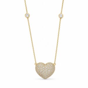 14K Gold CZ Heart Pendant – Sparkling Double‑Accent Design
