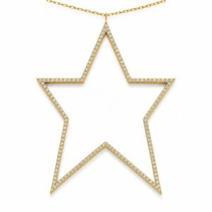 14K Gold Star Pendant with CZ Stones